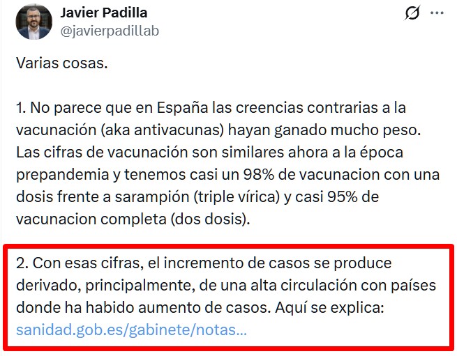 "Muchas gracias a los antivacunas".