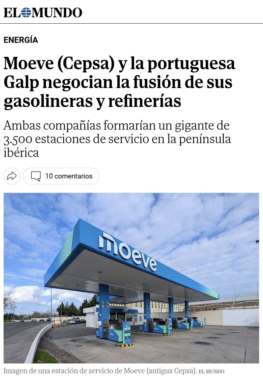 Justo después del peor rebranding de la historia, va Moeve y se fusiona con Galp, lo cual obligaría a un nuevo rebranding.