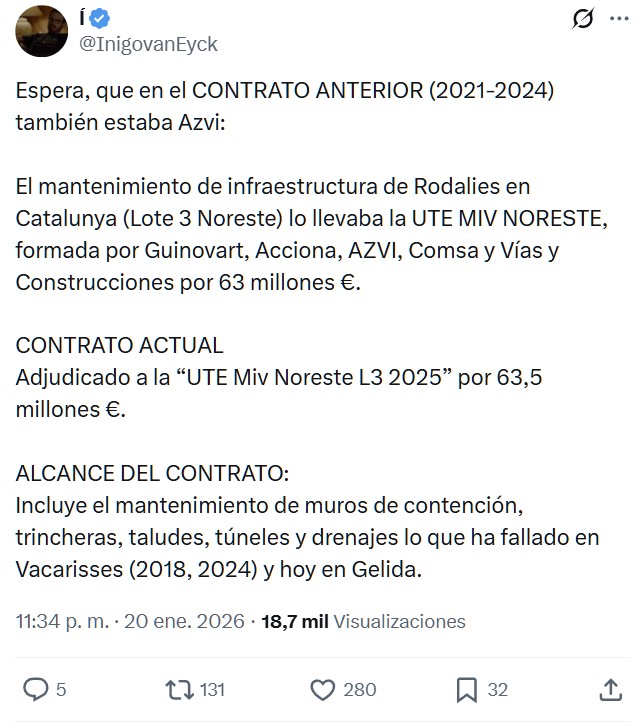 Dejavú: lo del tren de Rodalies descarrilado por el derrumbe de un muro... ya lo hemos visto antes.