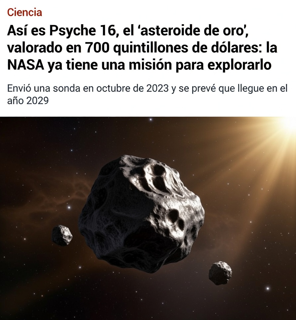 La NASA quiere explotar un 'asteroide de oro' valorado en 700 quintillones de dólares.