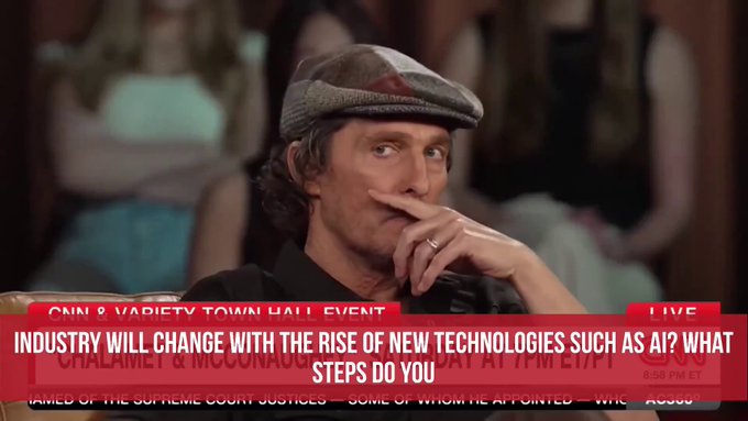 Matthew McConaughey acaba de dejar claro a los actores de Hollywood que están acabados «La IA ya está aquí y va a quitarnos el trabajo».