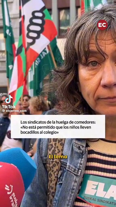 Huelga de 3 días convocada por los comegambas y el Gobierno Vasco no decreta servicios mínimos para cursos superiores a 1º de Primaria: "No hay comedor, no está permitido que los niños se lleven un bocadillo. La única opción es que los padres les vayan a buscar a la hora del comedor y que se los lleven".
