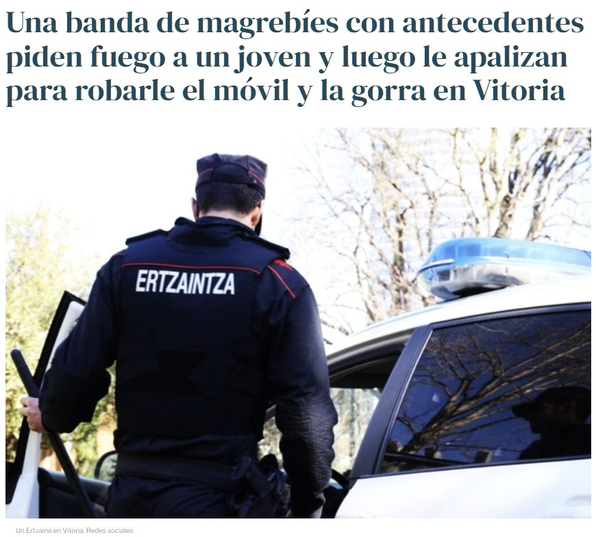 Varios magrebíes piden fuego a un joven y luego le apalizan para robarle en Portal de Arriaga, Vitoria.