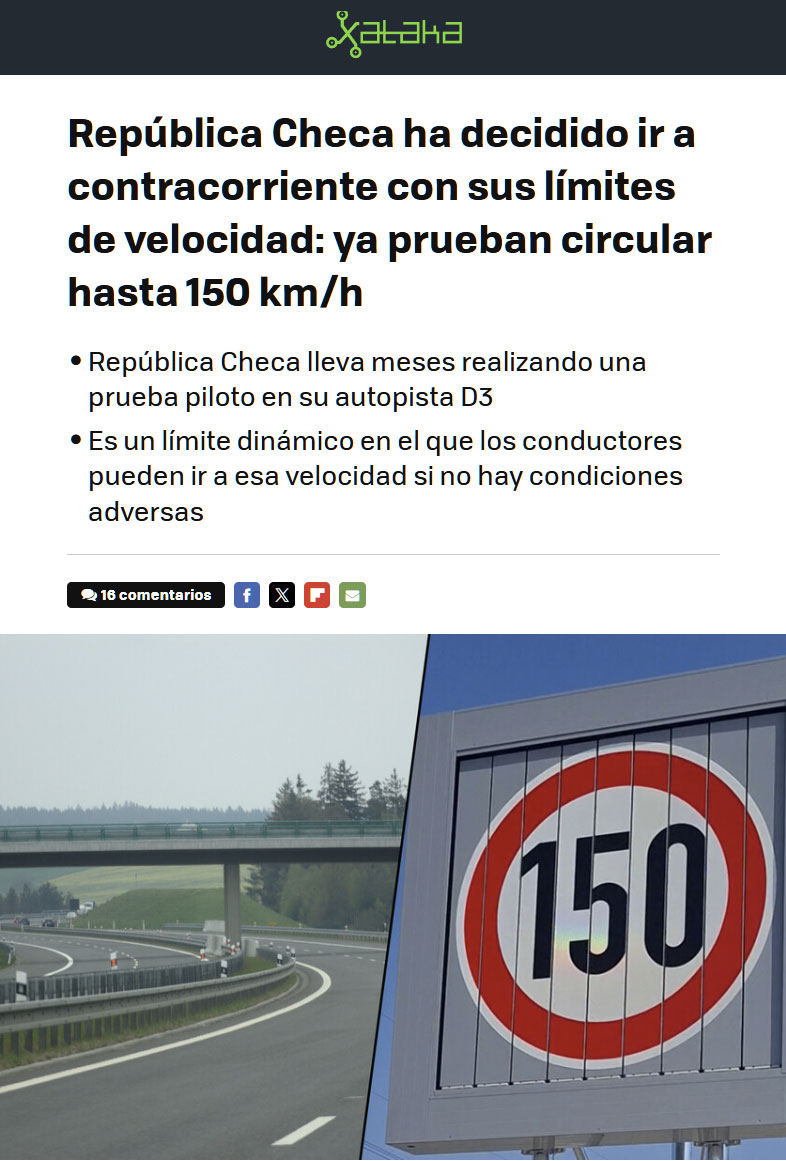 En República Checa están probando un límite de 150 km/h en algunas autopistas.