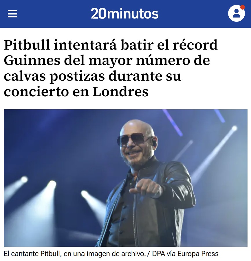 Pitbull va a intentar batir el récord de calvas postizas.