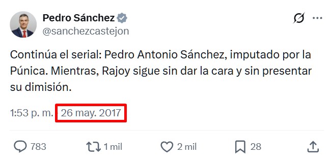 Ojalá tener al Pedro Sánchez de 2017 para hacerle la oposición al Pedro Sánchez de 2026...