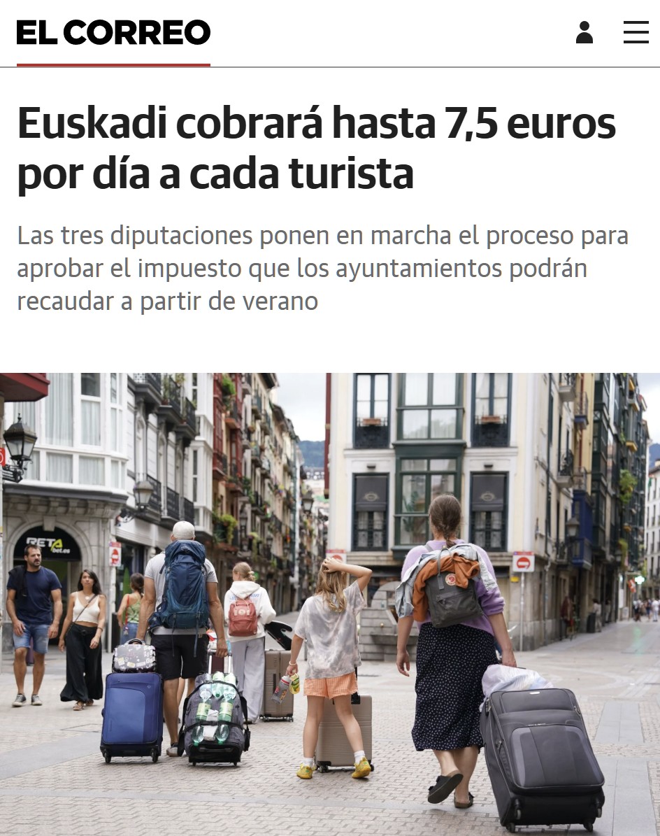 Euskadi cobrará peaje diario a los guiris por respirar nuestro aire.