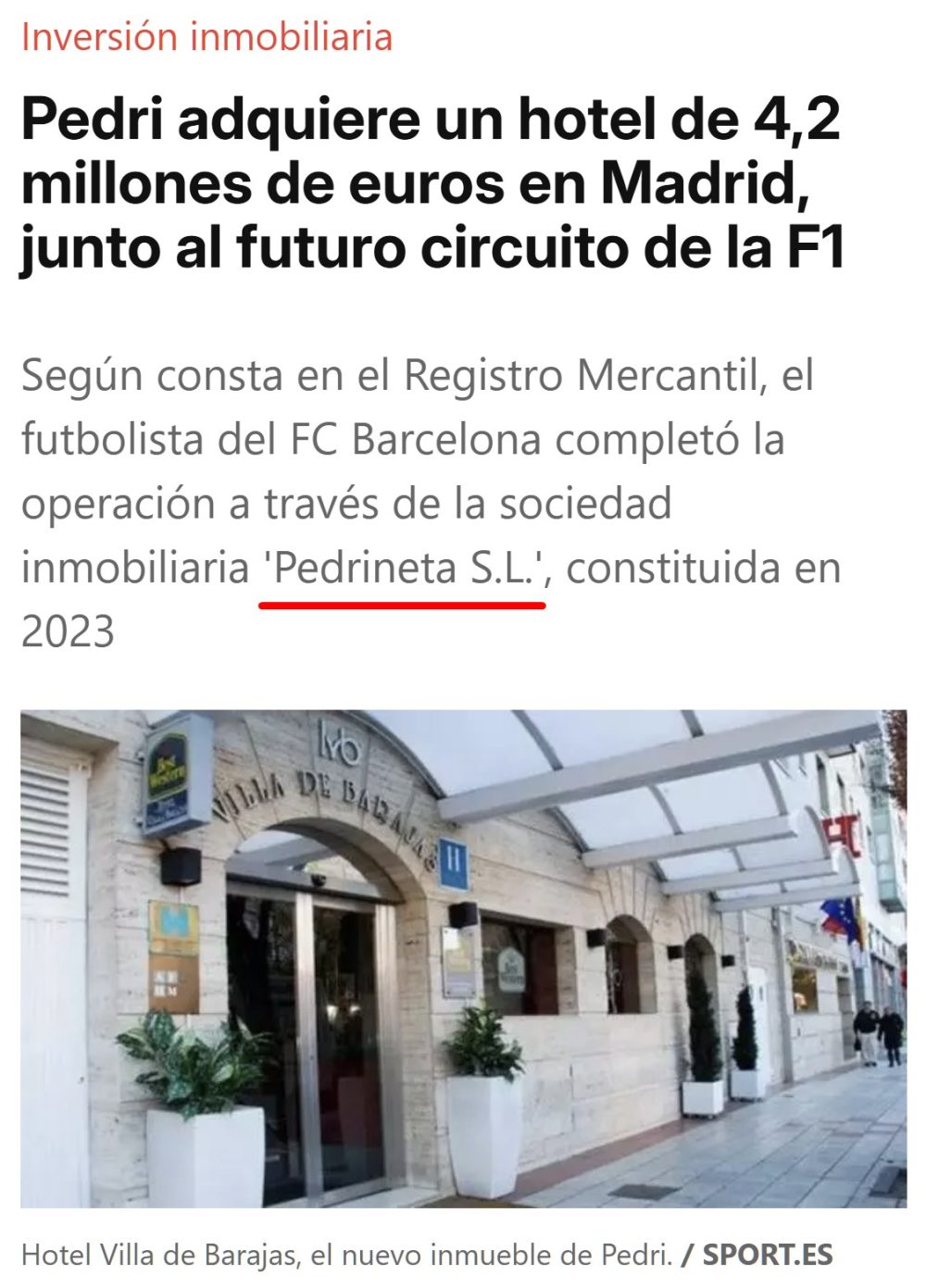 Ojo a la S.L. de Pedri.