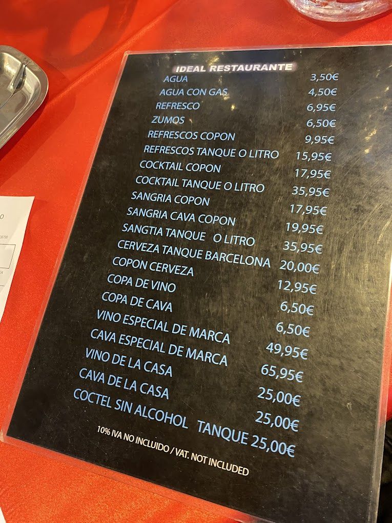 Comida en Barcelona: 110 euros.