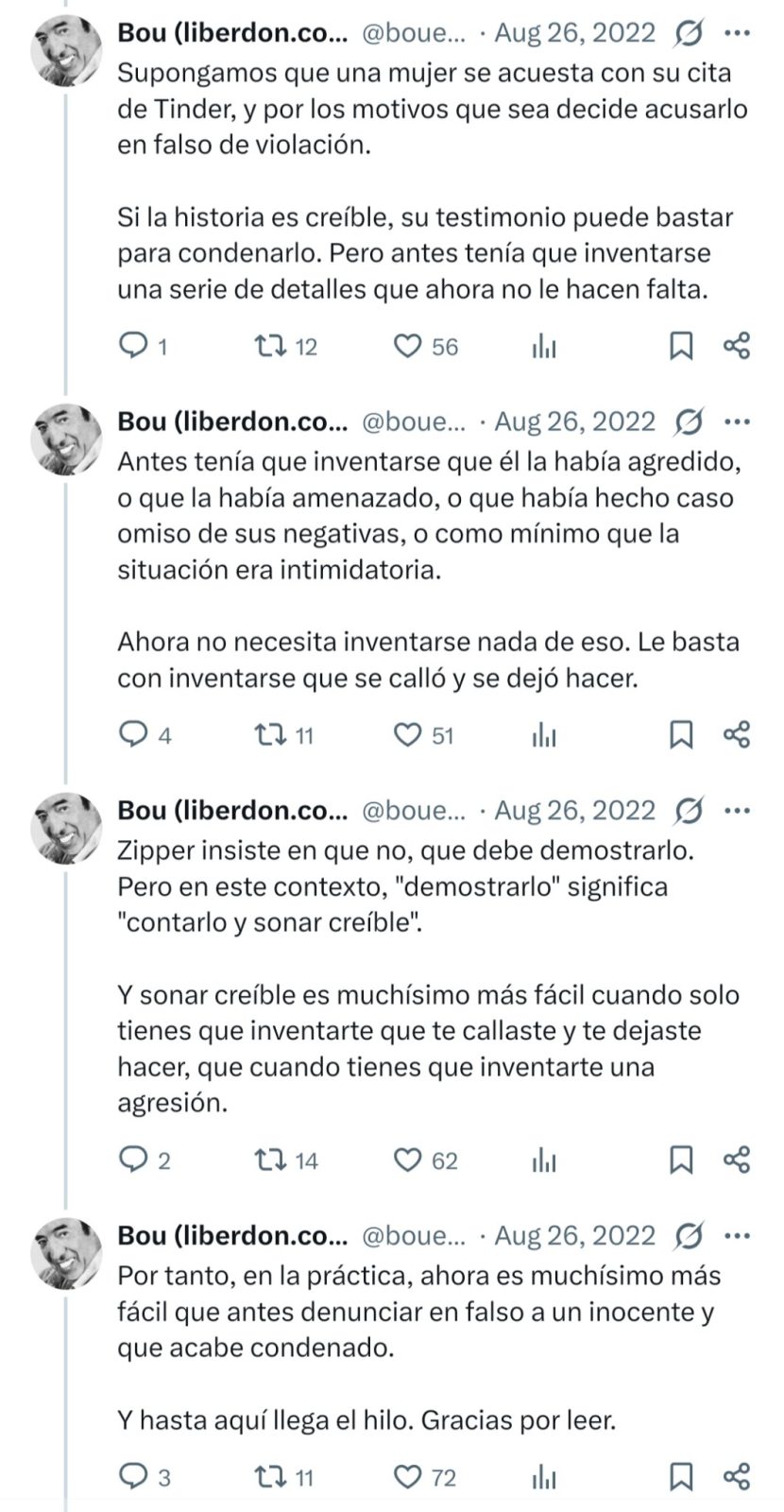 El TSJ de Navarra acaba de confirmar la condena a un chaval que se acostó con su novia, porque ella dijo que se quedó quieta y se dejó hacer. Ocho años de prisión.