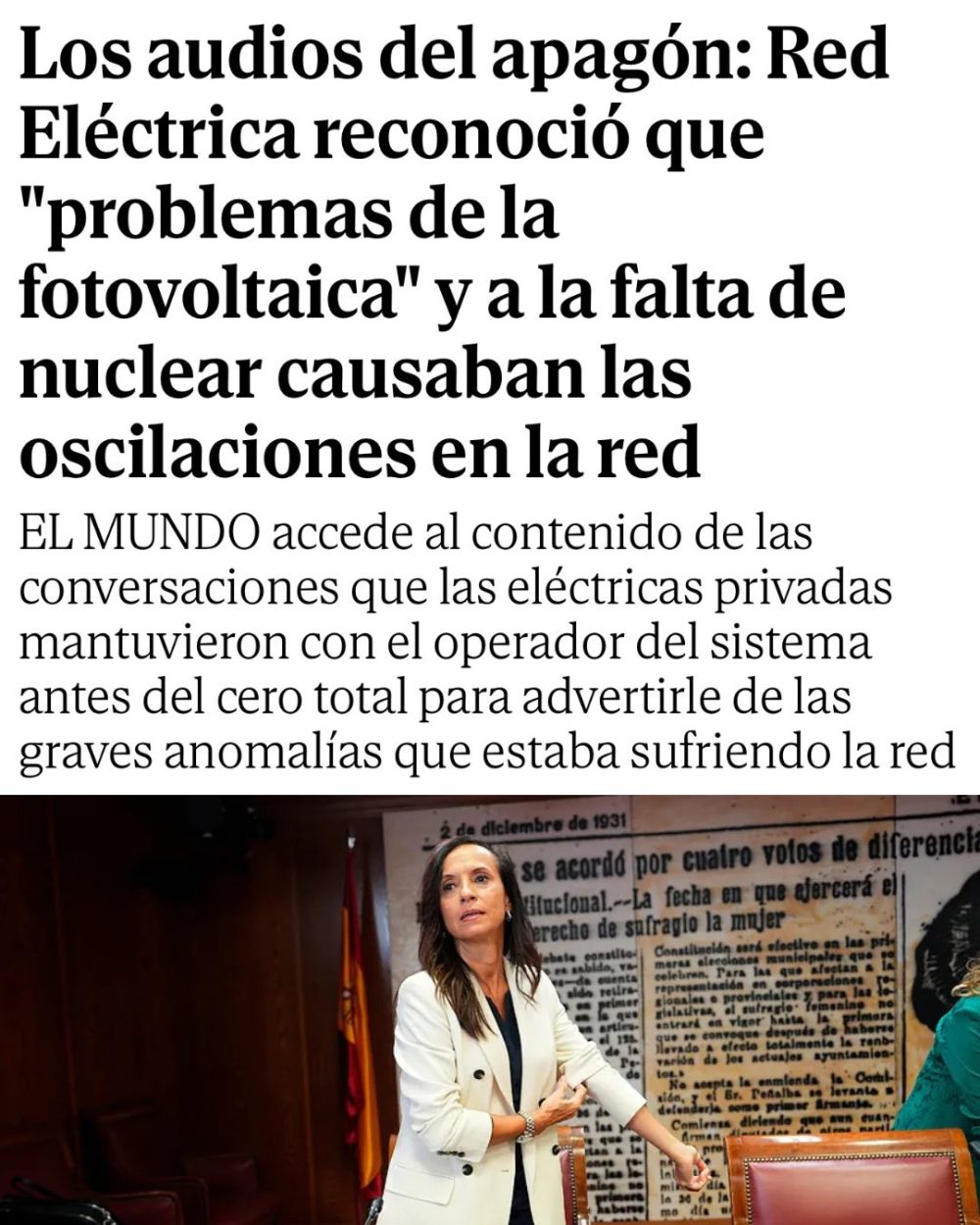 El diario El Mundo ha publicado parte del contenido de grabaciones reales entre compañías eléctricas y Red Eléctrica, aportadas por el sector a la comisión de investigación del apagón en el Senado.