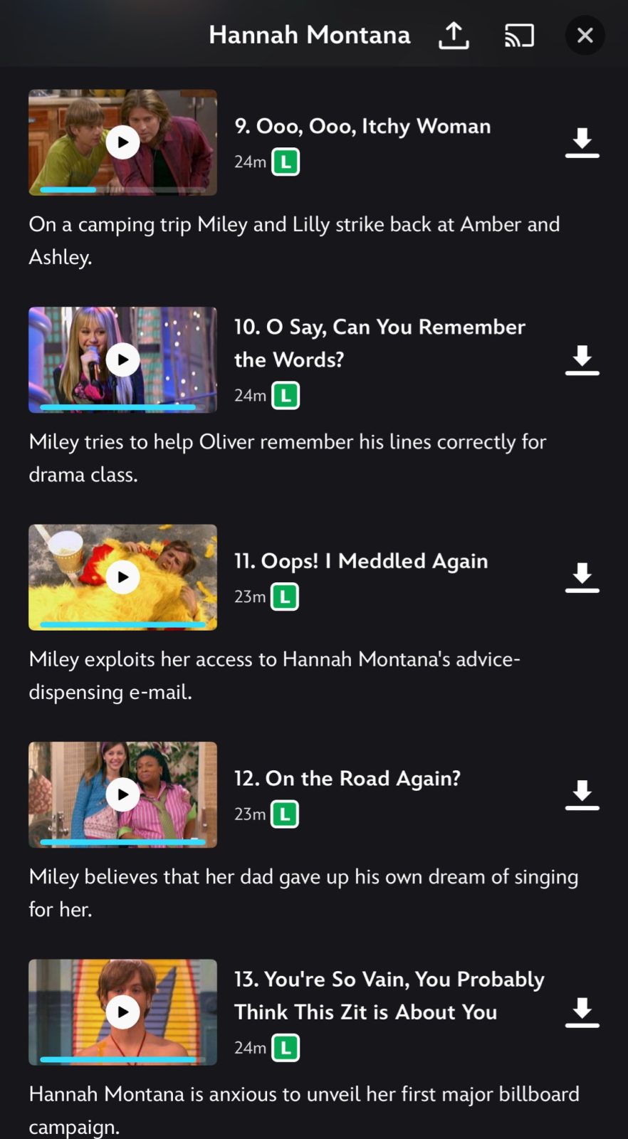 Casi todos los episodios de Hannah Montana (temporada 1) llevan el título de una canción famosa