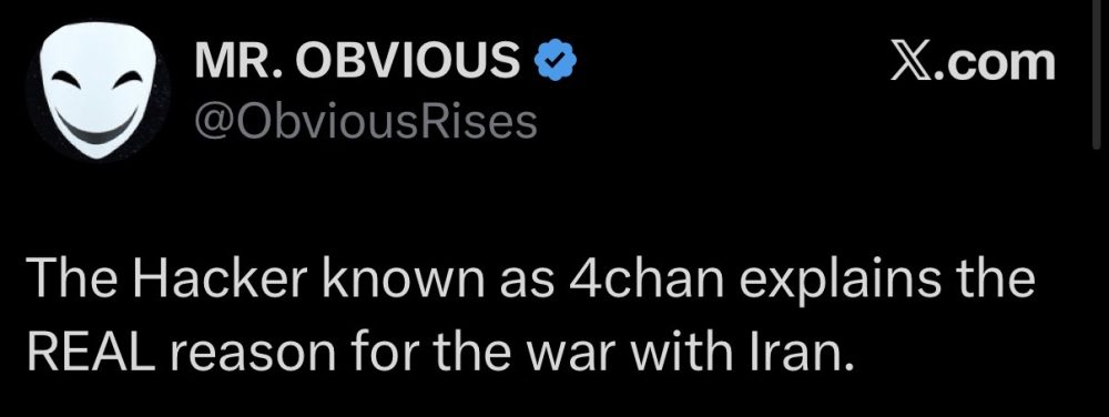 El hacker conocido como 4chan explica la verdadera razón de la guerra con Irán.