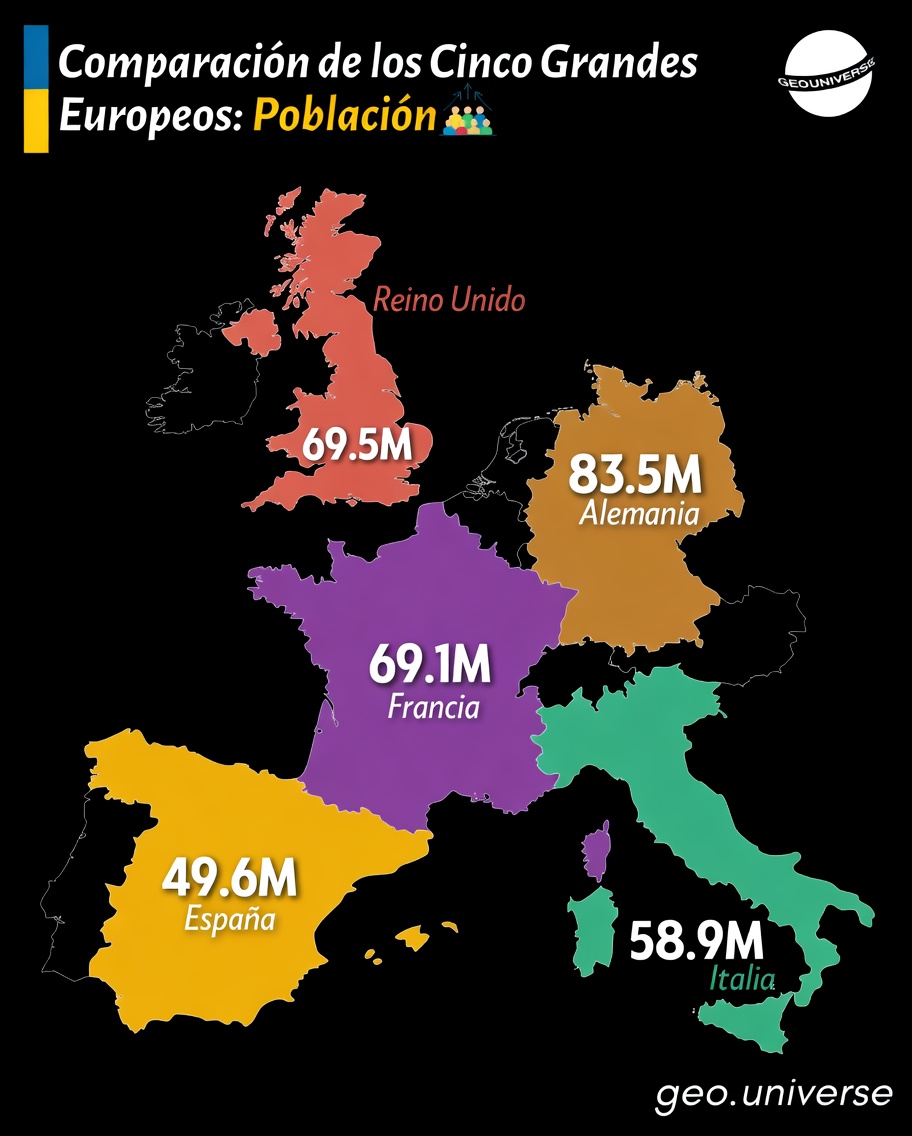 Población de los cinco países europeos más grandes.