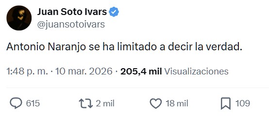 Irene Montero considera que la crítica de Antonio Naranjo a la evidente denuncia falsa de Sarah Santaolalla es "vioIencia política".