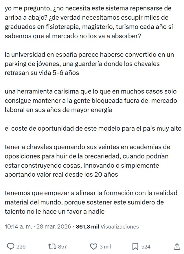 ¿Cuántos años de juventud se están tirando a la basura estudiando carreras que jamás se ejercen?