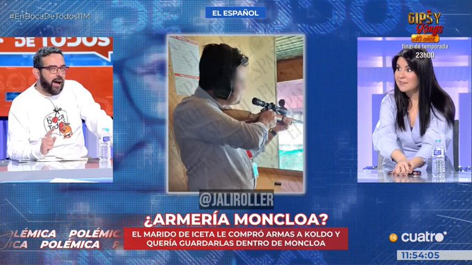 Tertuliano del PSOE en el programa En Boca de Todos: "Lo que no queréis es que los homosexuales tengan licencia de armas. Queremos que gane VOX porque así los homosexuales no pueden tener licencia de armas."