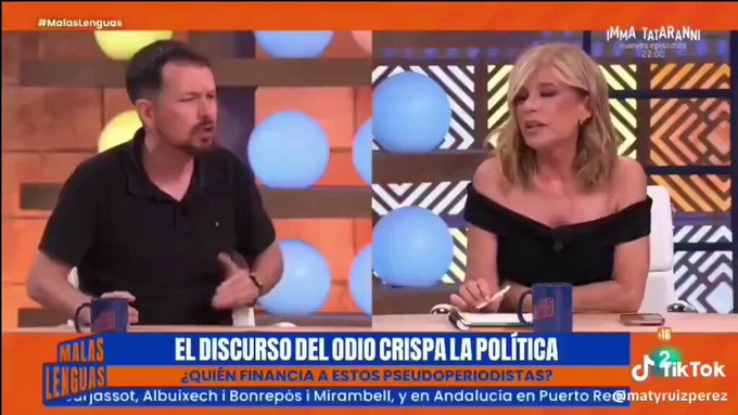 Irene Montero considera que la crítica de Antonio Naranjo a la evidente denuncia falsa de Sarah Santaolalla es "vioIencia política".