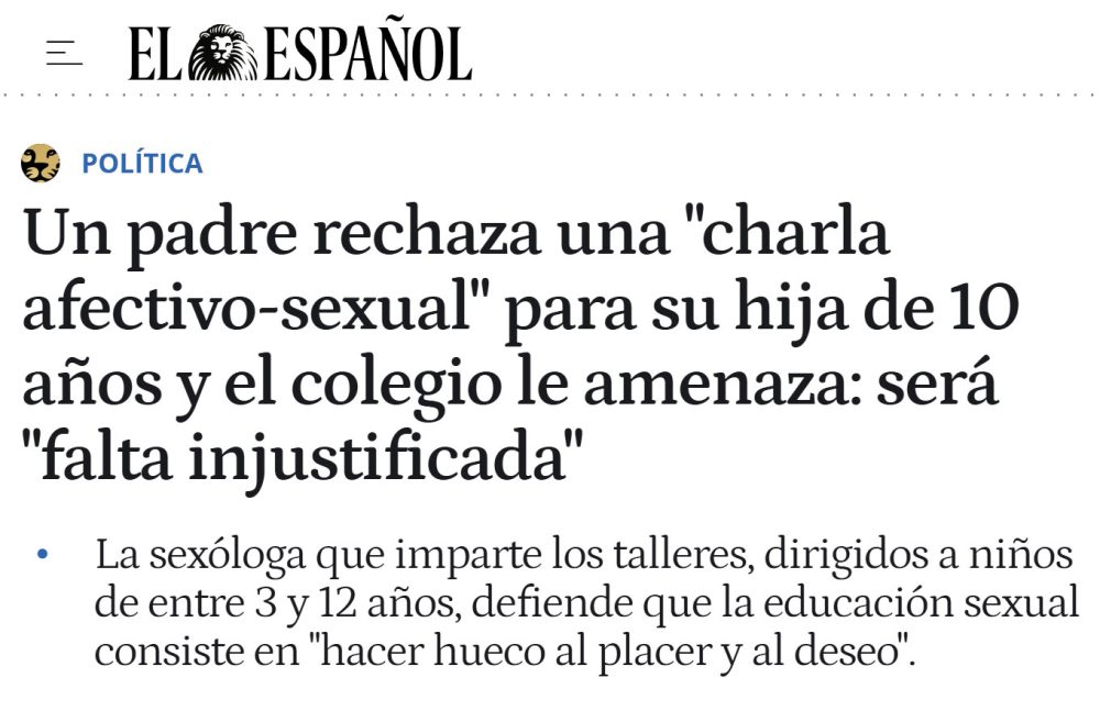 Un padre se niega a que su hija acuda a una charla 'afectivo-sеxual' y el colegio amenaza: "será falta injustificada".