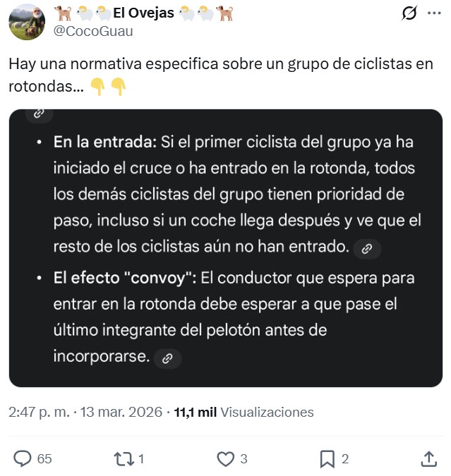 Ciclista se queja de que un camión vaya por la rotonda