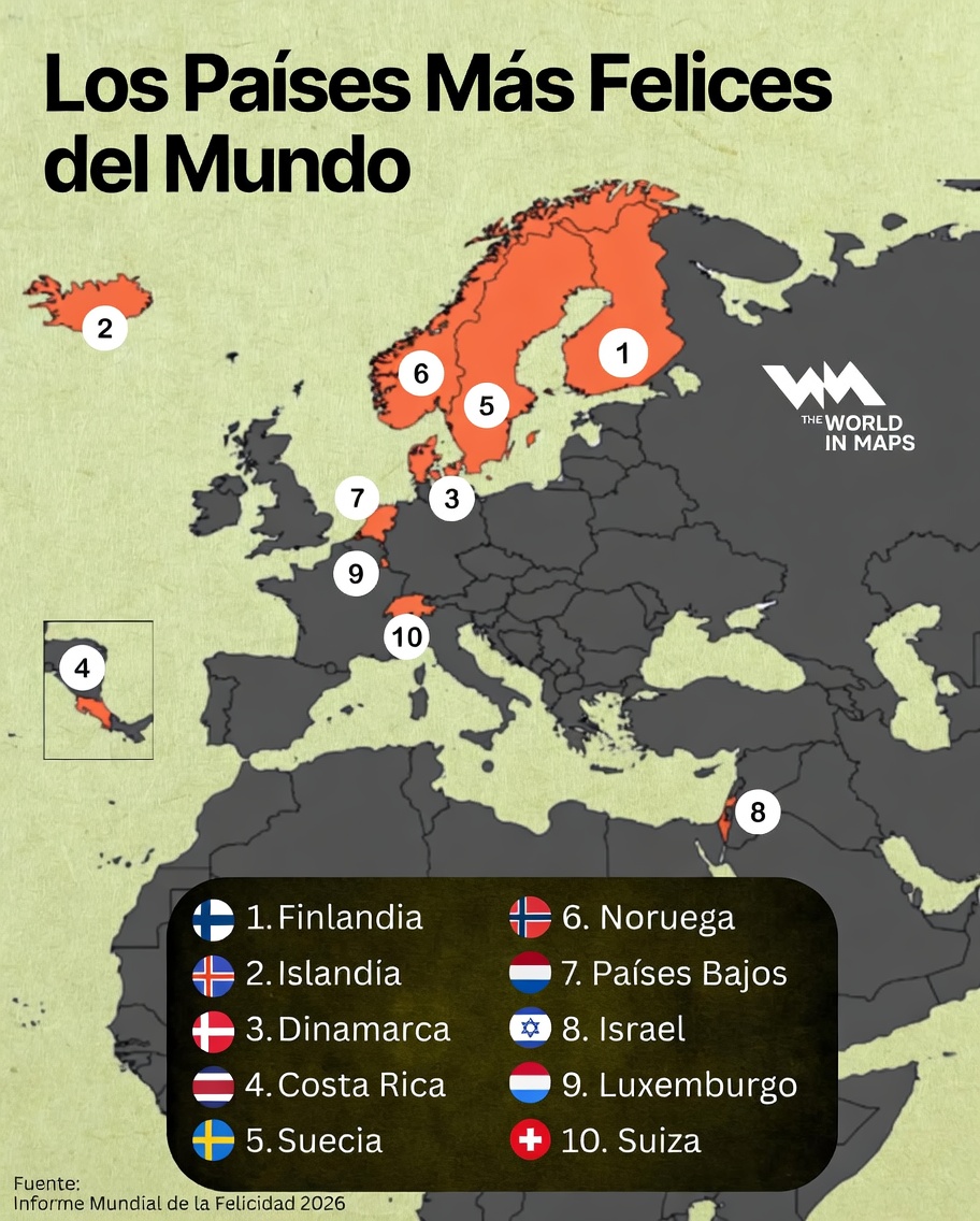 Estos son los países más felices del mundo.