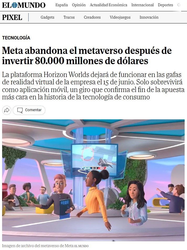 Facebook cierra META tirando 80.000 millones a la basura.