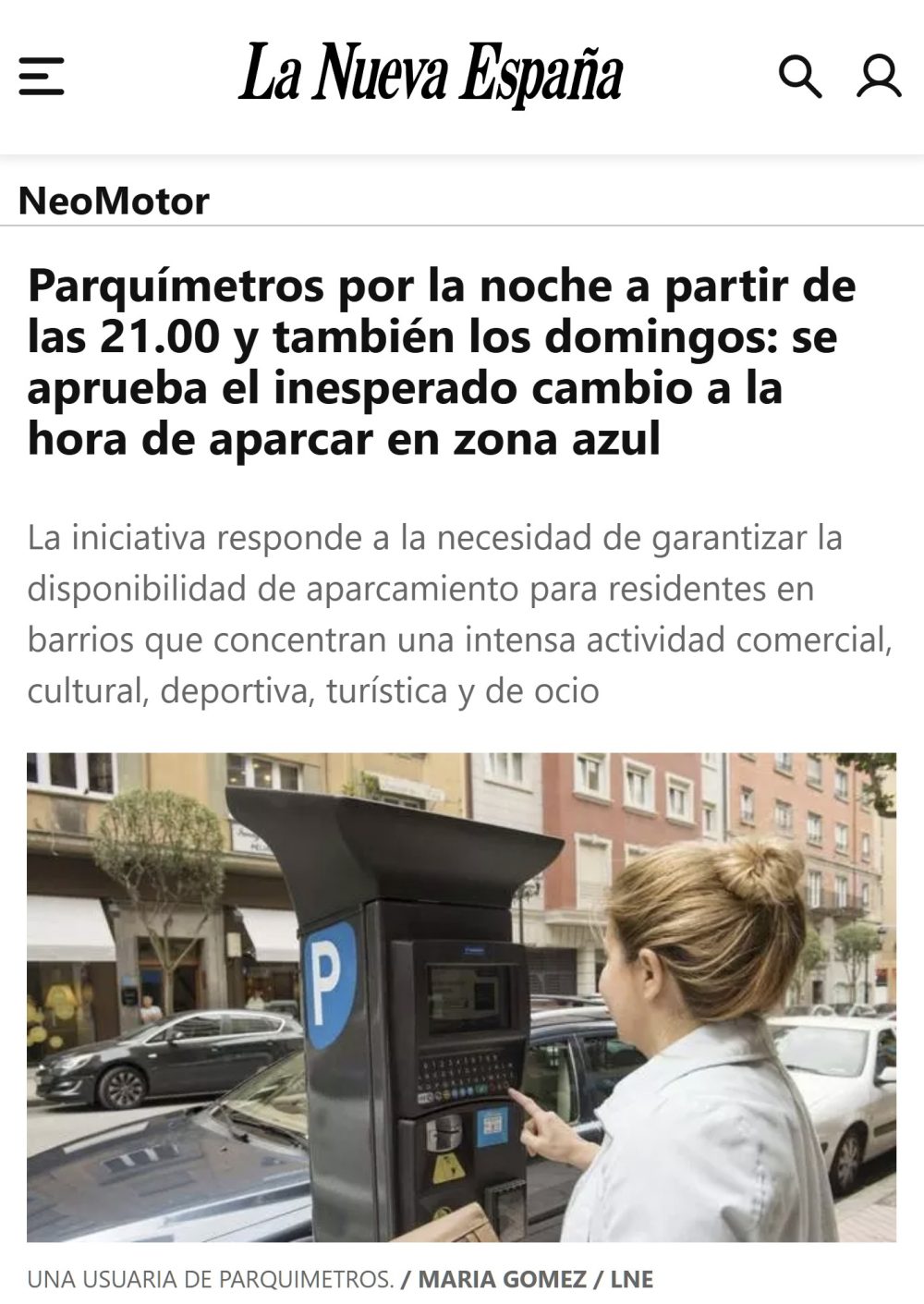 Zona azul... también de noche. ¡Y también los domingos!