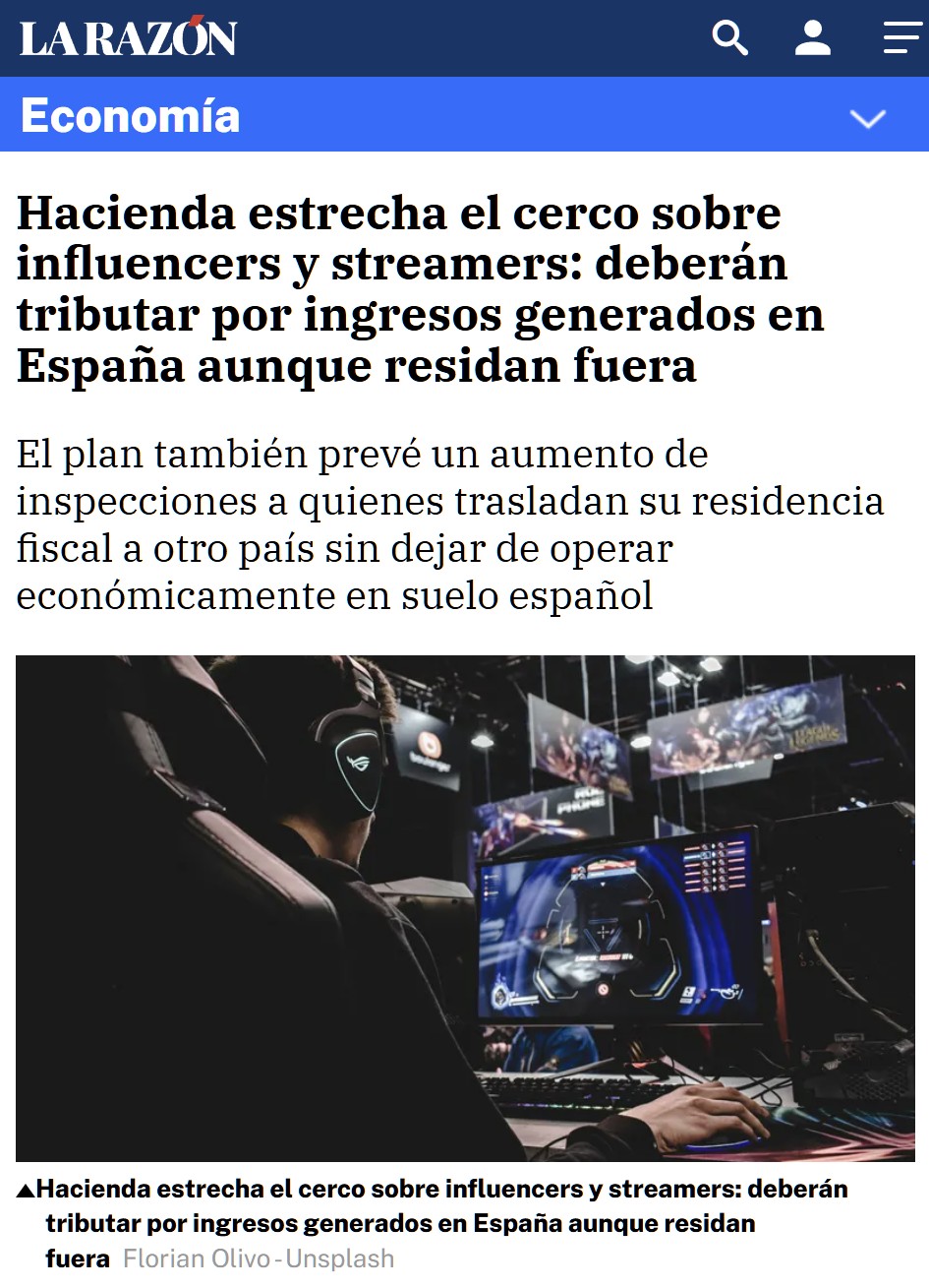Hacienda complica el "divorcio" de los influencers y streamers con el fisco español.