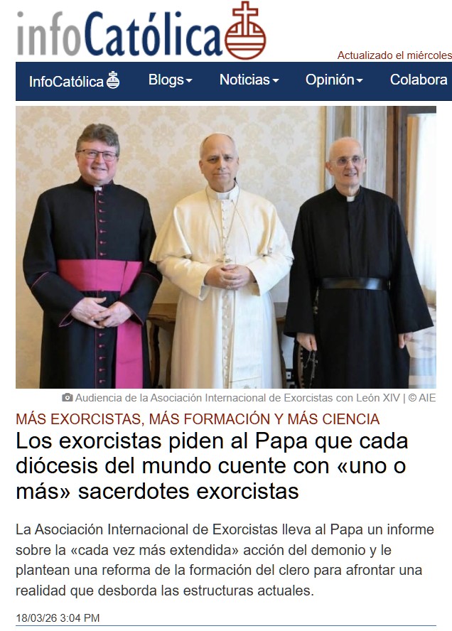 El papa León XIV recibió en el Vaticano a los exorcistas más prestigiosos del mundo, quienes, según se informa, le advirtieron sobre un alarmante aumento global del “ocultismo, el esoterismo y el satanismo”.