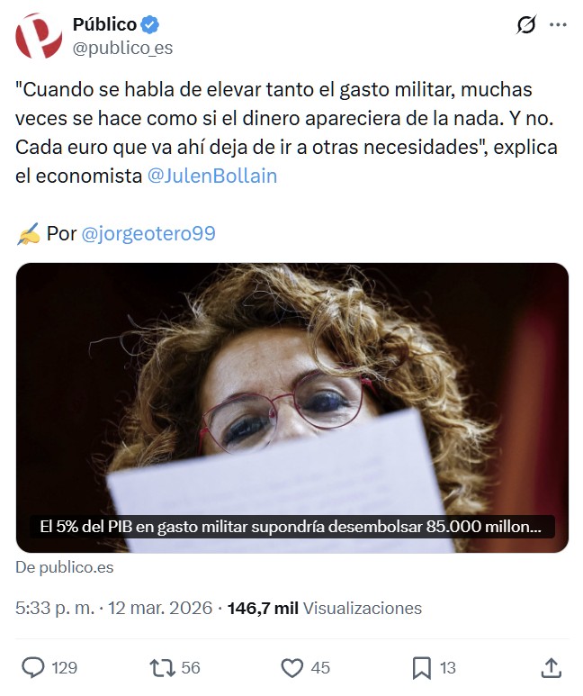 Con las pensiones no, pero con el gasto militar les sale la cordura.