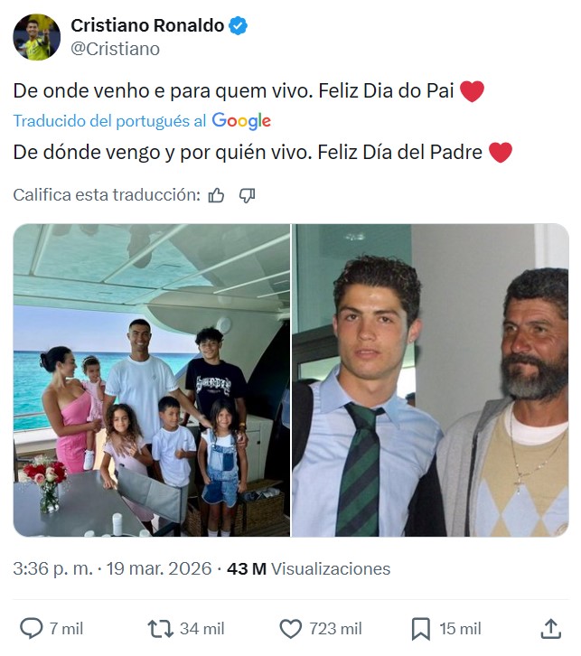 Cristiano Ronaldo se acordó ayer de su difunto padre.