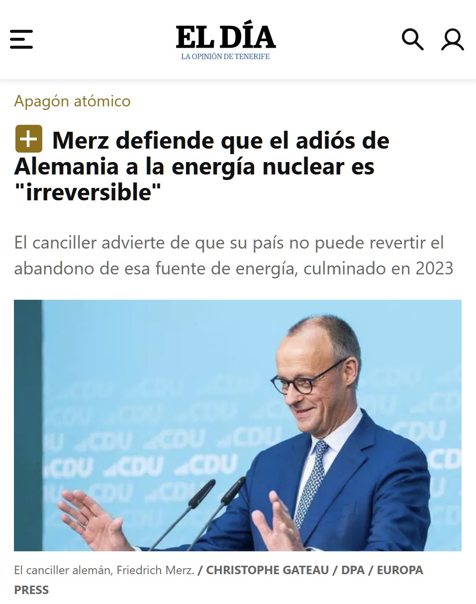 Generación de energía nuclear en Alemania y China desde 1993 hasta hoy.