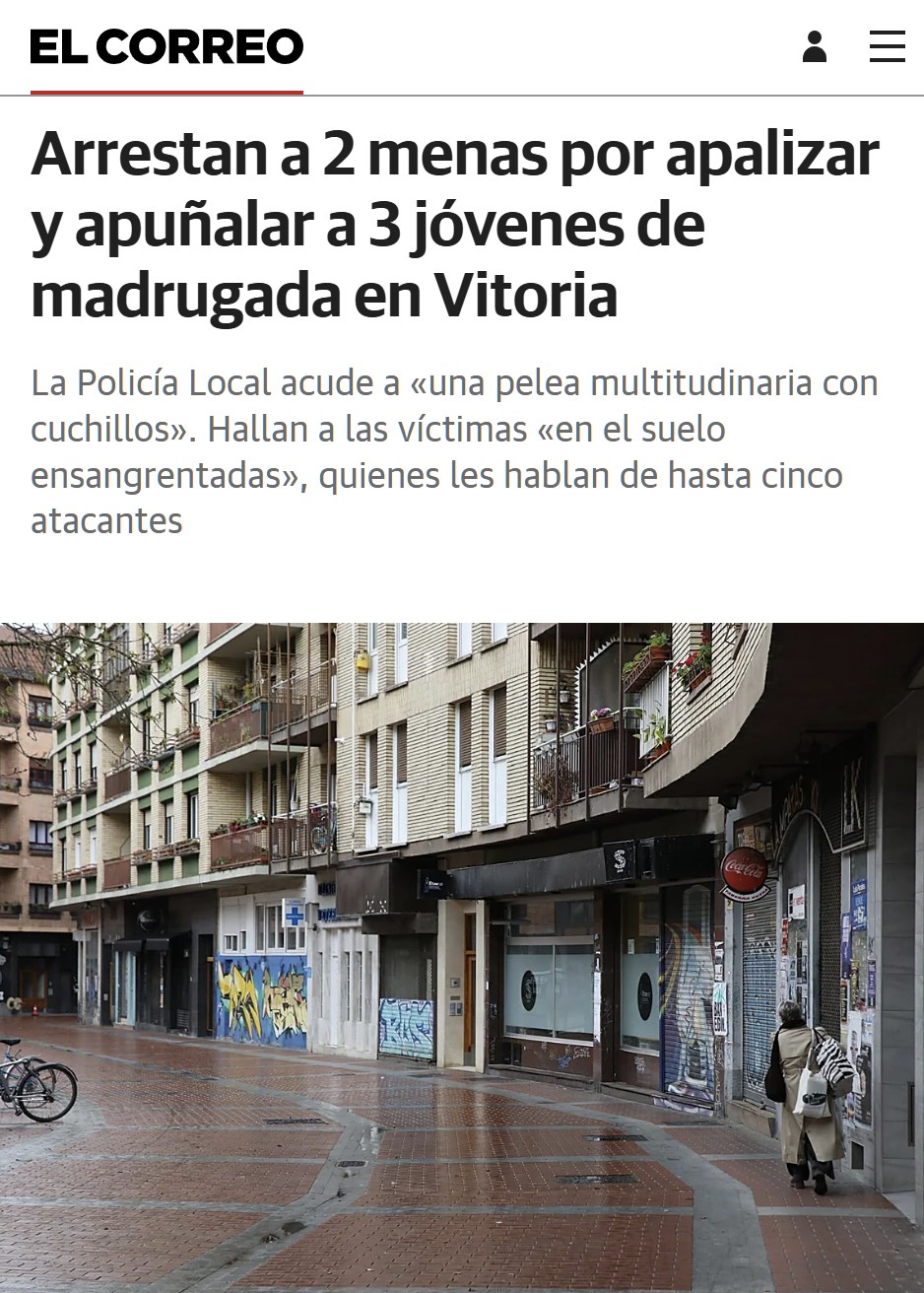 Detenidos 2 menas en Vitoria por 3 apuñaIamientos que pudieron haberse evitado.