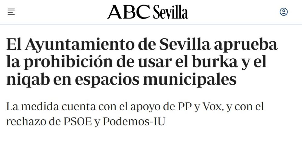 El Ayuntamiento de Sevilla también aprueba la prohibición de usar el burka y el niqab en espacios municipales
