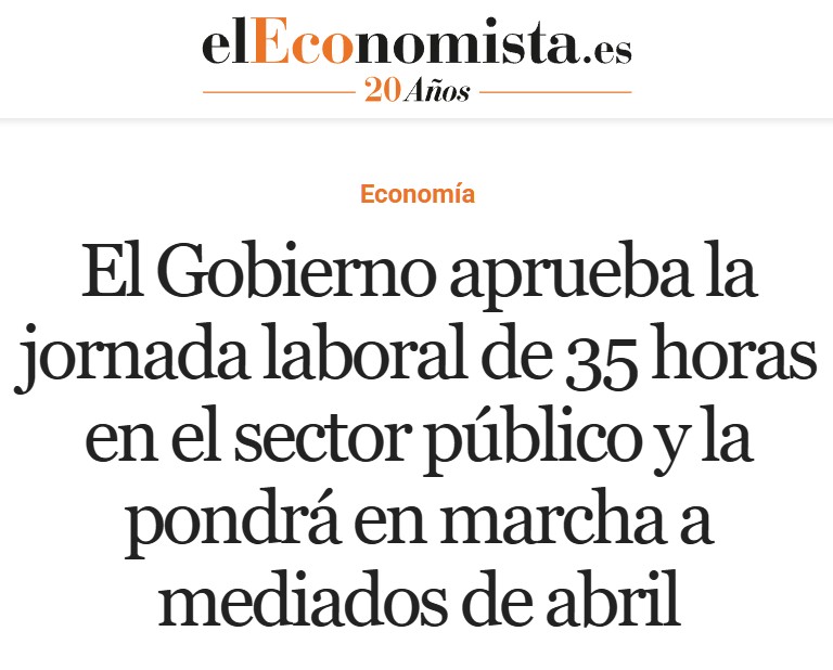 Aprobada la jornada laboral de 35 años para los funcionarios.