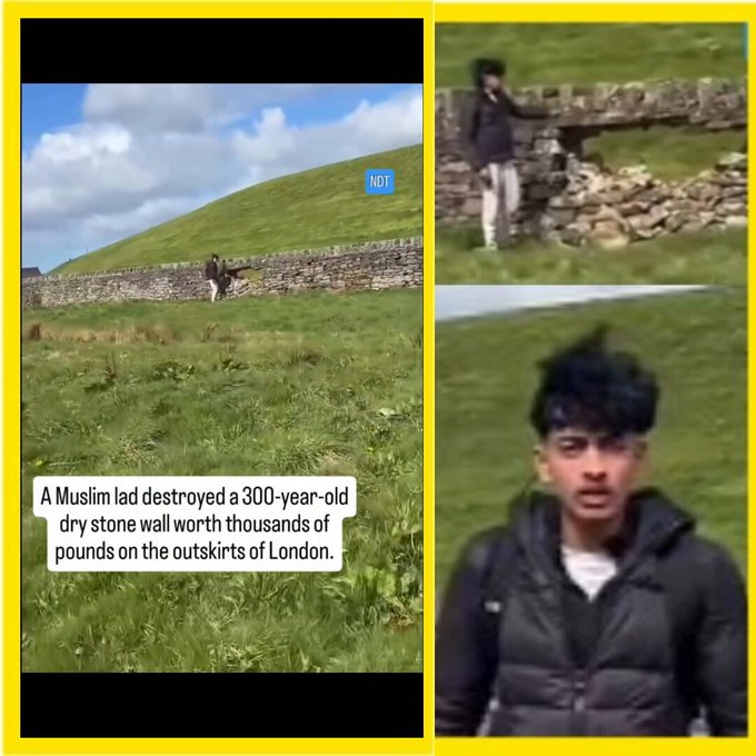 Un sujeto destroza una sección de un muro de piedra de 300 años en las afueras de Londres "porque necesitaba pasar a través de él".