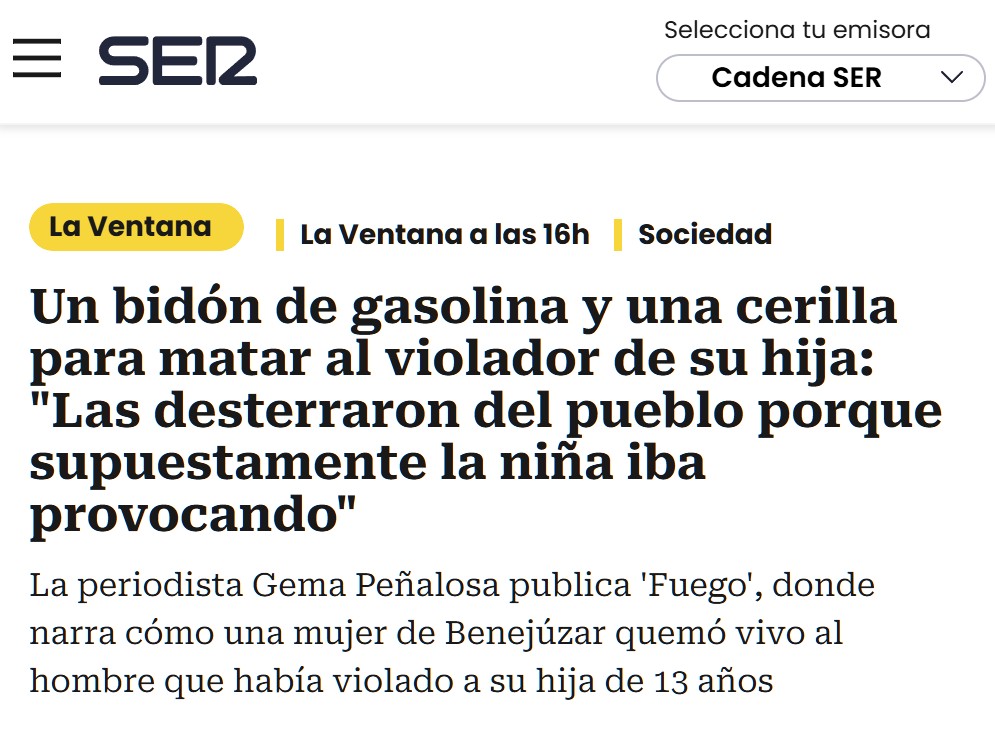 En 1998, una niña de 13 años fue secuestrada y vioIada bajo amenaza de cuchiIIo en Alicante, España. El vioIador, Antonio Cosme, de 63 años, fue condenado a 9 años de cárcel.