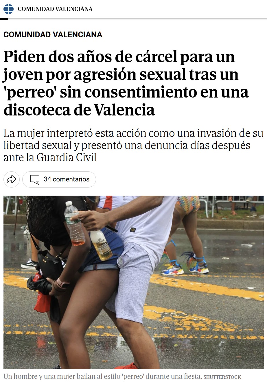 A la cárcel por "perreo sin consentimiento".