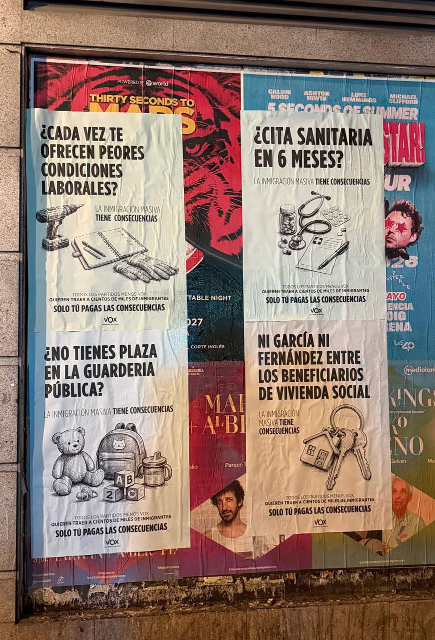 Vox está pegando estos carteles por Madrid.