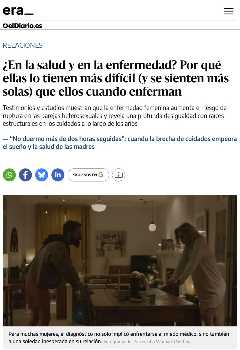 El "ellas lo tienen más difícil" del día.
