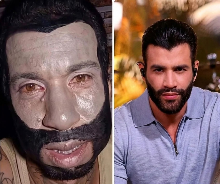 Un hombre se tatúa toda la cara para parecerse al cantante brasileño Gusttavo Lima.