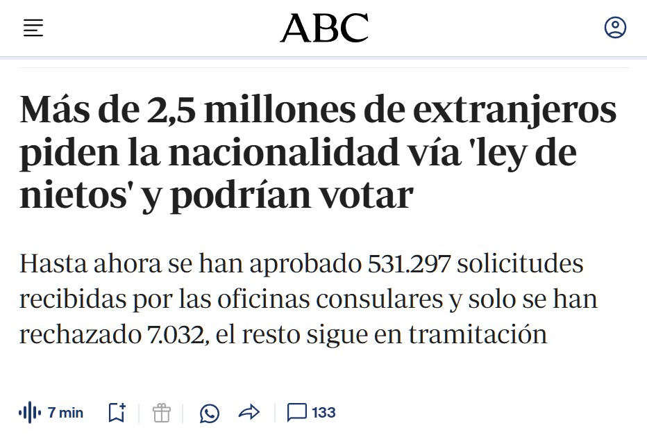 Más de 2,5 millones de extranjeros piden nacionalizarse con derecho a voto