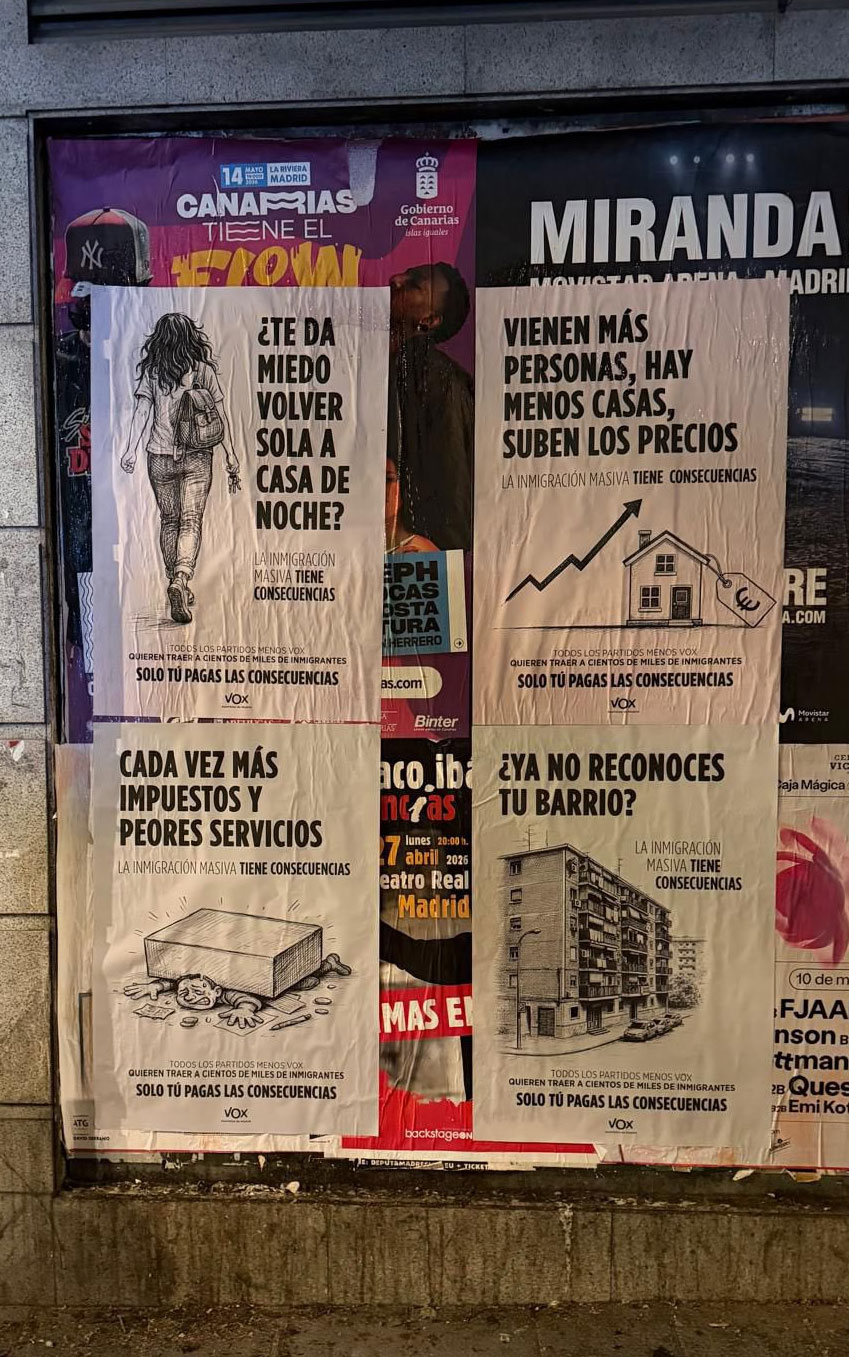 Vox está pegando estos carteles por Madrid.