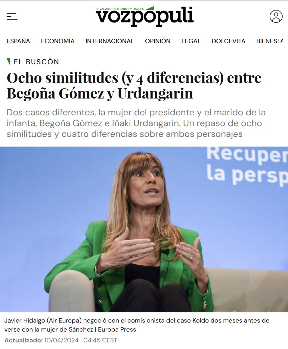 Lo de Begoña Gómez parece un Dejavú de hace 8 años, cuando el marido de una infanta acabó en prisión por aprovechar su estatus de consorte para hacer negocios.