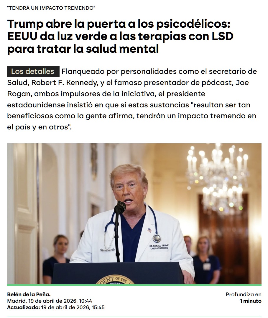 Trump abre la puerta al LSD para uso terapéutico.