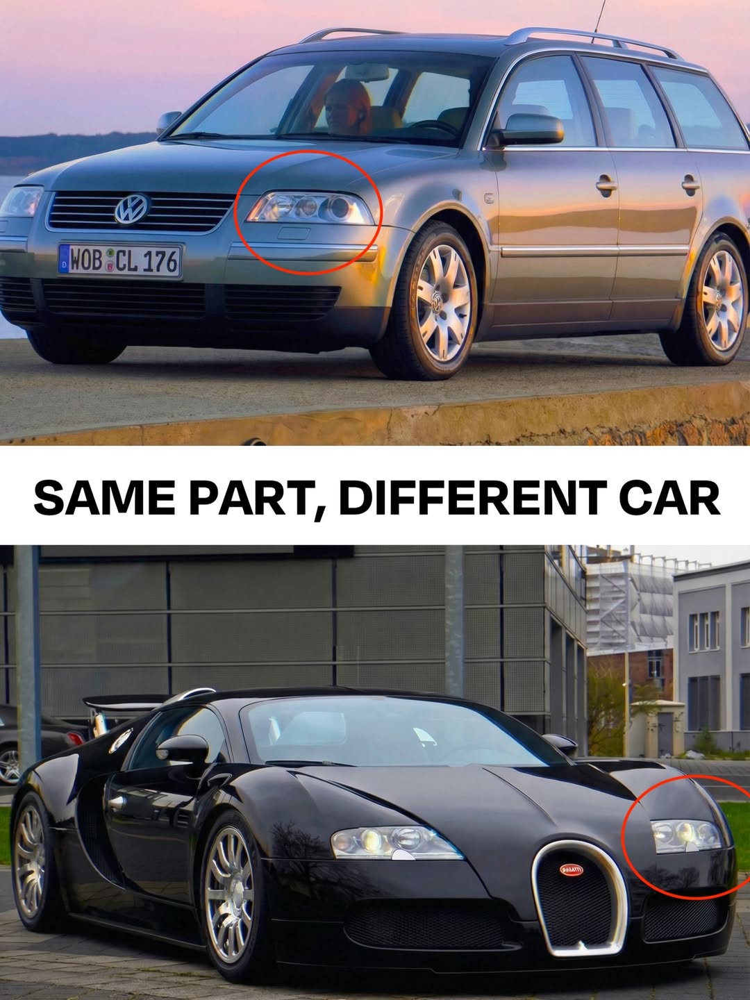 Misma pieza, diferente coche.