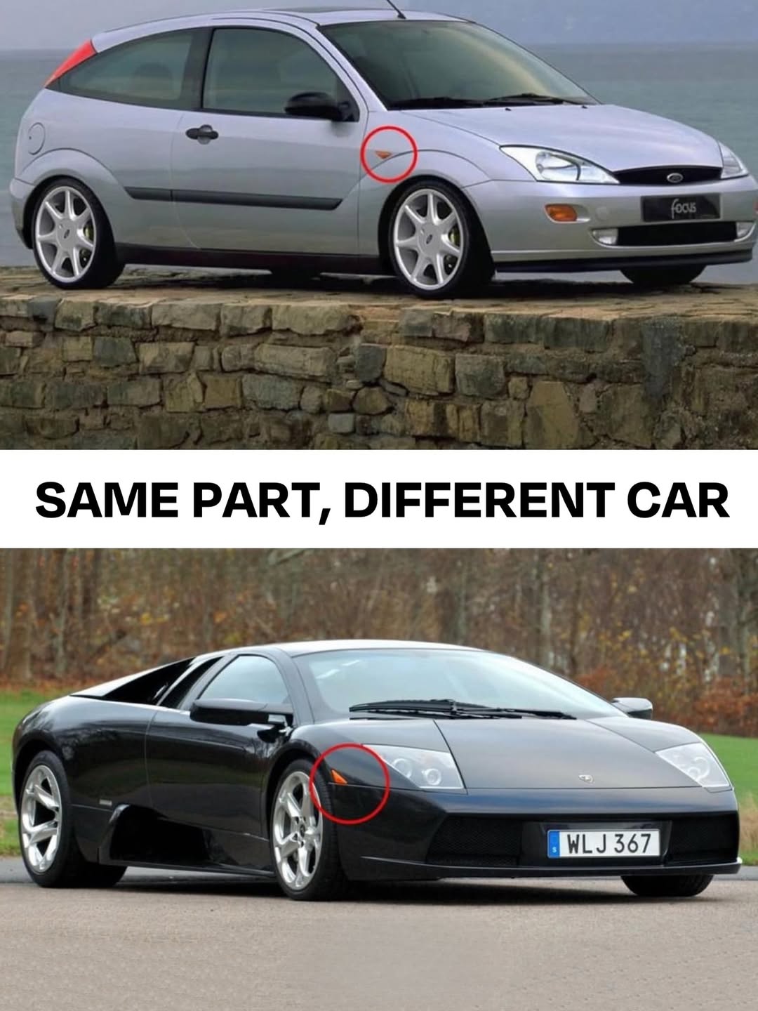 Misma pieza, diferente coche.