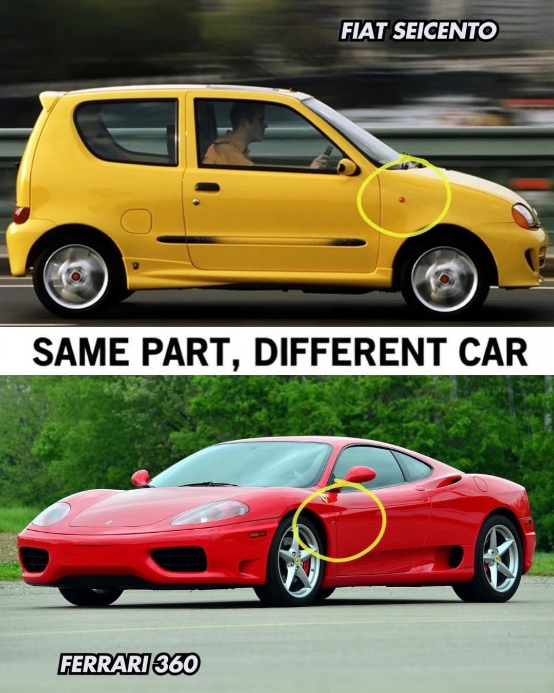 Misma pieza, diferente coche.