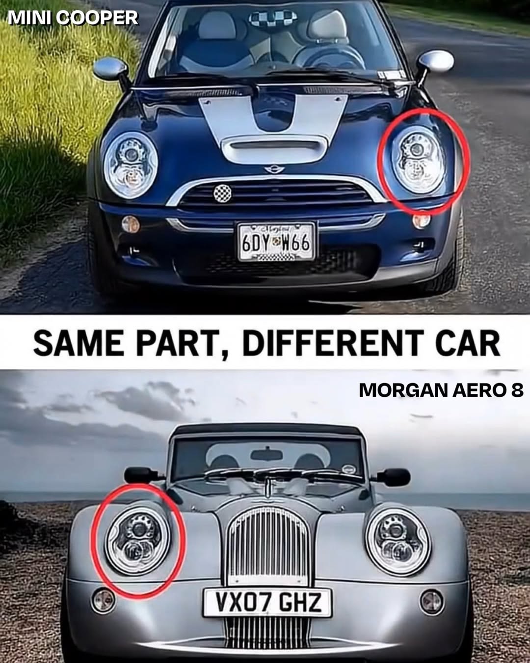 Misma pieza, diferente coche.