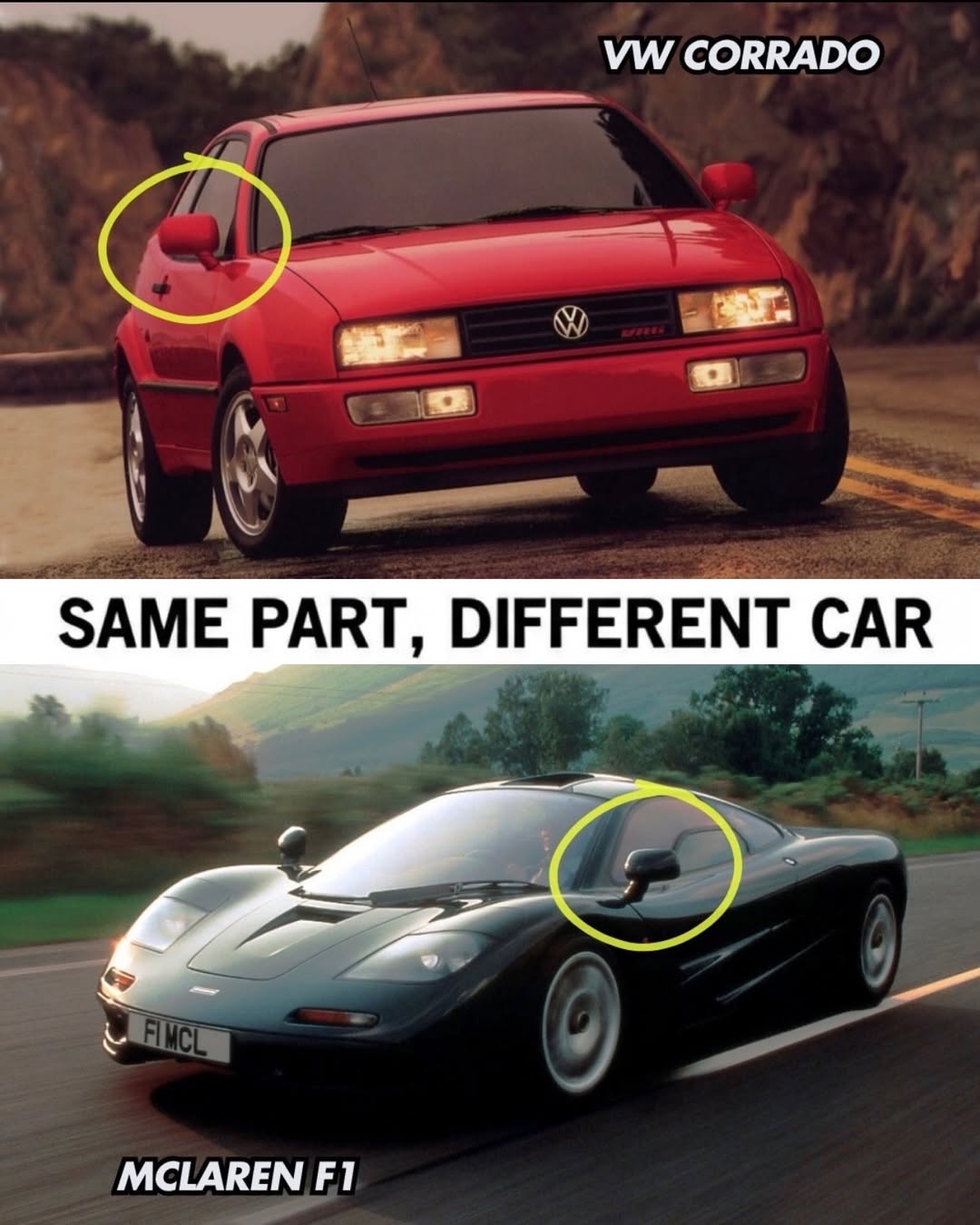 Misma pieza, diferente coche.